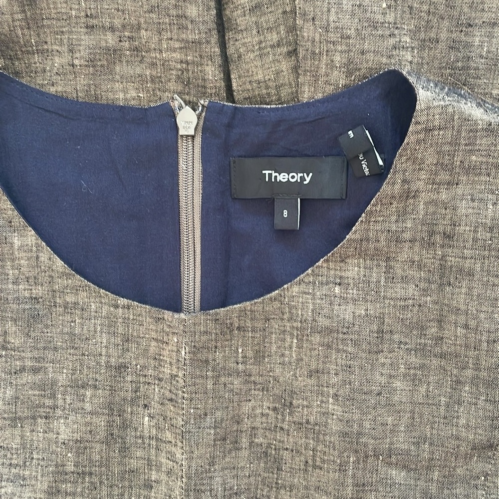THEORY Solid-Hued Linen-Blend Fit-&-Flare Dress, Size 8 NWOT Excellent Condition - Picture 7 of 7